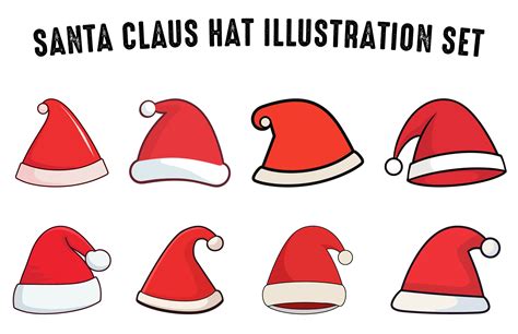 Free Santa Hats vector clipart bundle, Set of Santa Hat illustration ...