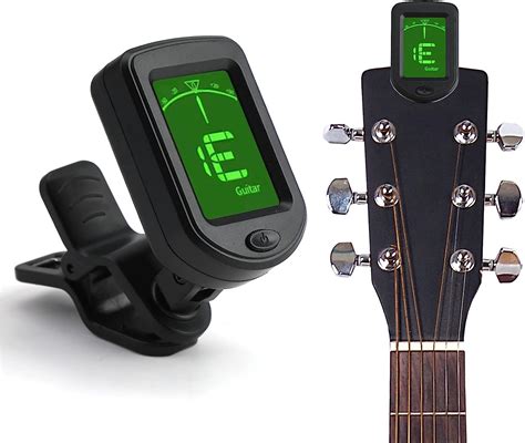 Guitar Tuner Clip On, Digital Electric Tuner with LCD Display Metronome ...