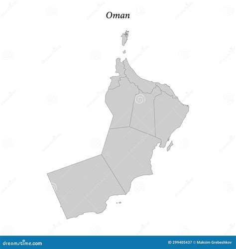 Simple Flat Map of Oman with Borders Stock Vector - Illustration of geographical, division ...