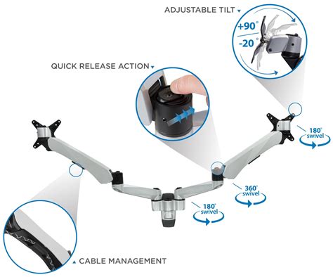 Buy Mount-It! Dual Monitor Wall Mount Arms | Fits 13 to 30 inch ...