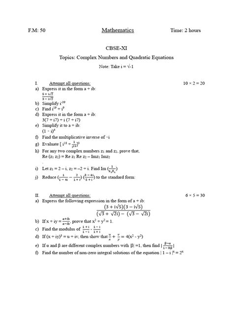 Image result for Complex Numbers Test
