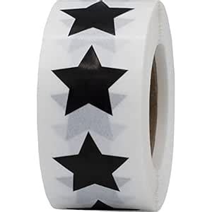 Black Star Stickers, 3/4" Inch, 500 Semi Gloss Labels per Roll ...