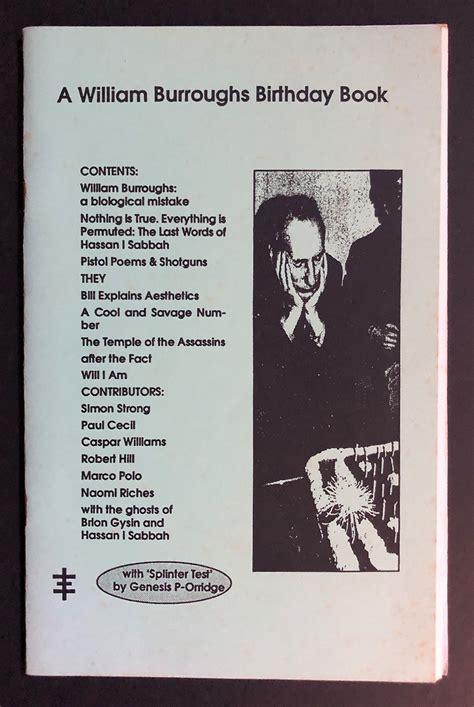 A William Burroughs Birthday Book by Cecil, Paul (ed.), William S ...