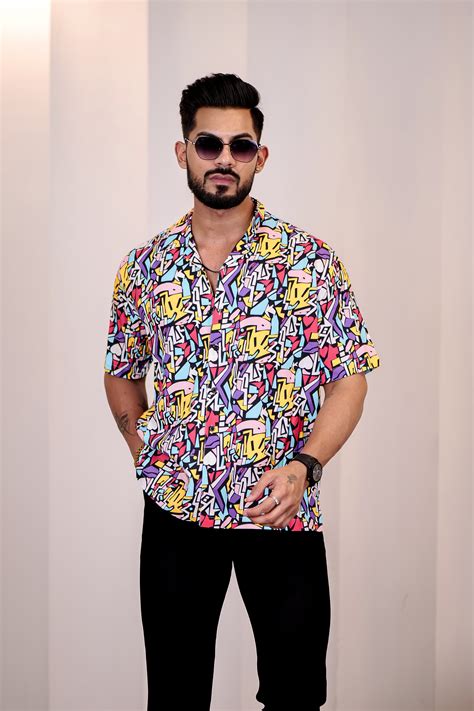 Geometric Pattern Cuban Shirt – Eszett