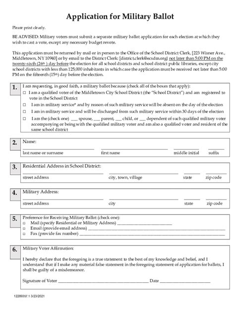 Fillable Online Request a Ballot (Military/Overseas Only) Fax Email ...