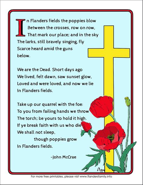 In Flanders Field Poem Printable - Printable Word Searches