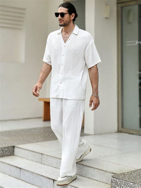 SHEIN USA | White pants men, White shirt men, All white mens outfit