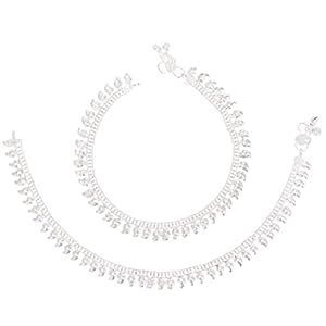 AanyaCentric Silver Plated Traditional Fancy Anklets Payal - Classic ...