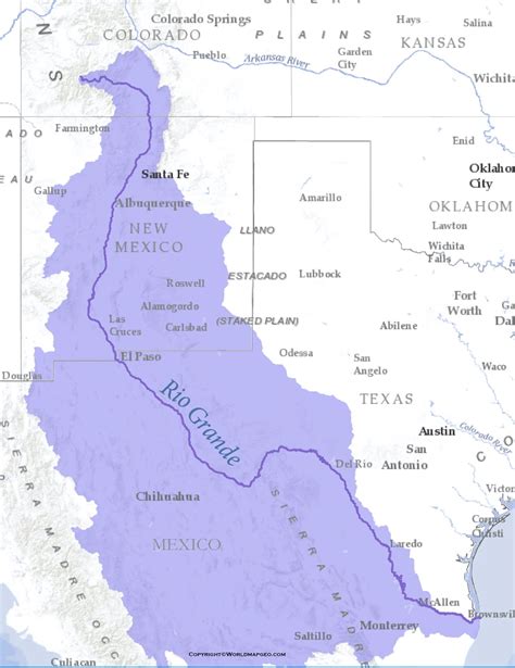Rio Grande River Map Texas US Printable Map
