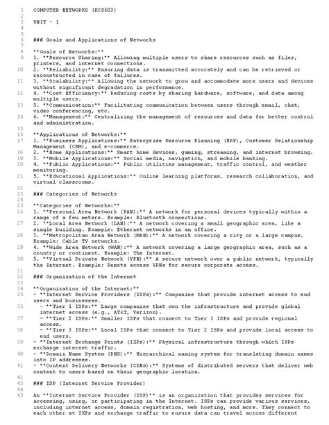 Unit 1 Computer Networks KCS-603 summary notes - 1 COMPUTER NETWORKS ...