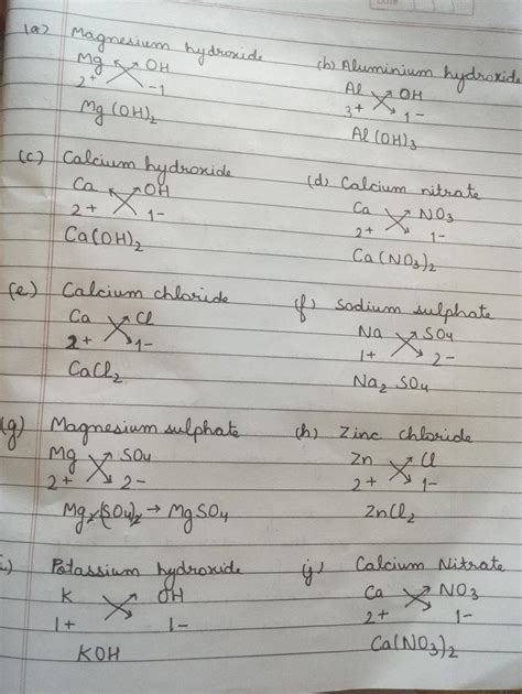 1.write the molecular formula for the following by criss cross method: a. Magnesium hydroxide b ...