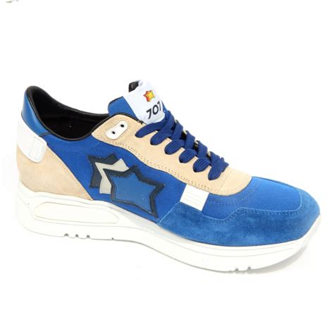 G5556 sneaker uomo ATLANTIC STARS PEGASUS blue/beige suede/fabric shoes man