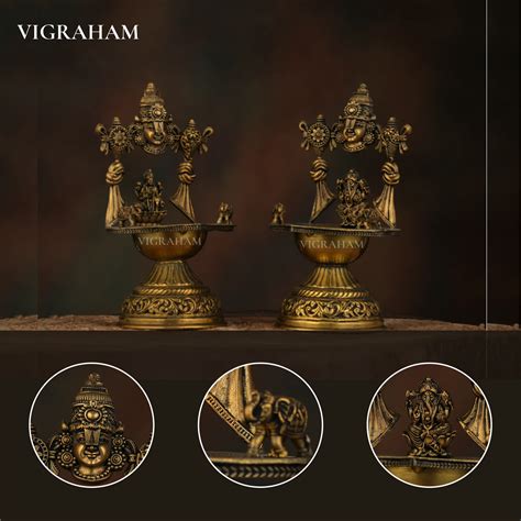 PERUMAL GANESH LAKSHMI LAMP COMBO (8 Inch) – Vigraham