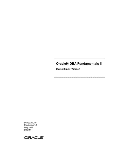 Oracle9i DBA Fundamentals II - Volume i | Oracle Database | Firewall ...