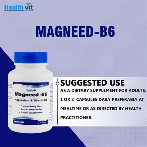 Buy HEALTHVIT HIGH ABSORPTION MAGNEED-B6 MAGNESIUM & VITAMIN B6 - 60 ...