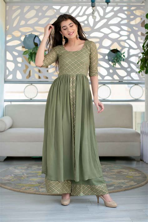 Buy Olive Criss Cross Indo Western Dress for Women | Label Shaurya Sanadhya