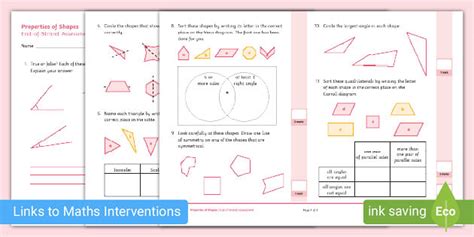 👉 Y4 Properties of Shapes End-of-Strand Assessment