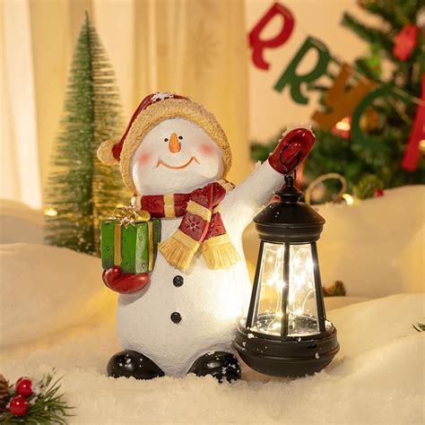 Amazon.com: WONDHOME Solar Christmas Snowman Decoration Resin Snowman ...
