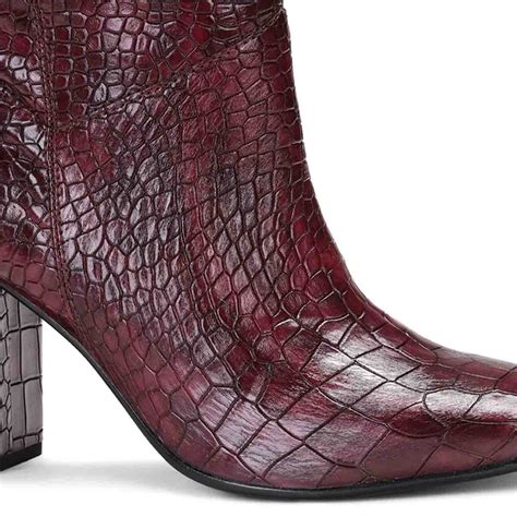 Saint Emily Burgundy Croco Vegan Leather Knee High Boots – SaintG India