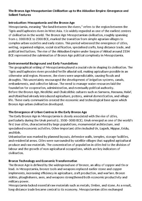 The Bronze Age Mesopotamian Civilization: Key Features & Developments ...