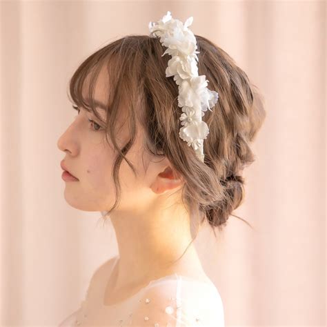 BJ-114 フラワー刺繍カチューシャ Fabric flower and beads embroidery headband | AiLE ...
