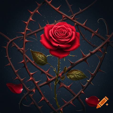 Red rose with thorns on Craiyon