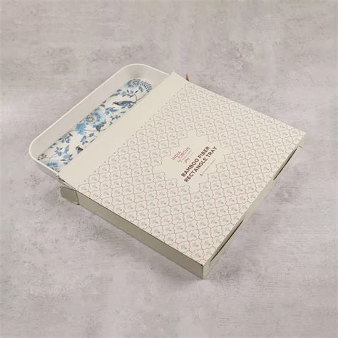 Buy INDIA CIRCUS Azur Blooms Bamboo Fibre Tray - 33.5x26.1cm from India ...