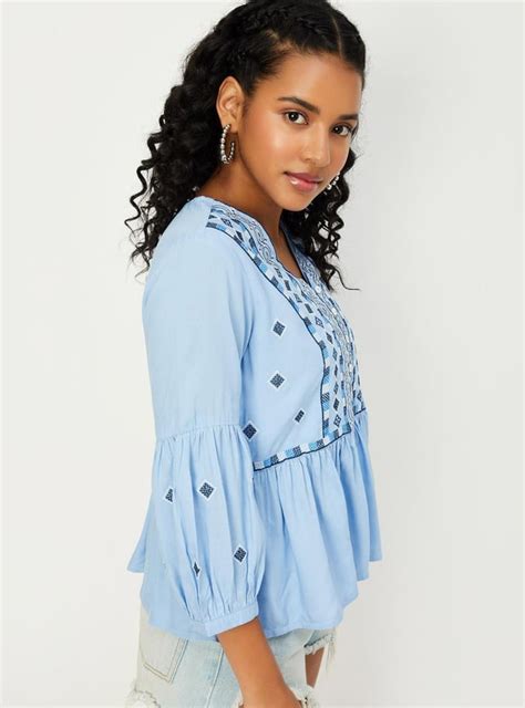 Buy Women Embroidered V-Neck Top Online at just Rs. 799.0 ...