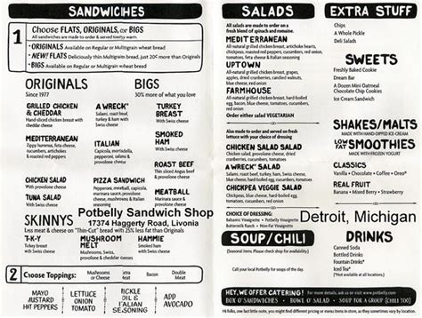 Printable Potbelly Menu - Printable Templates