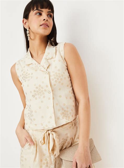 Buy Women Embellished Notched Collared Crop Top Online at just Rs. 799. ...