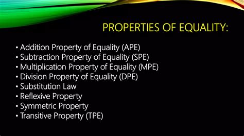 Properties of equality | PPTX
