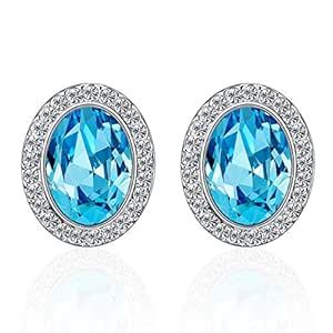 Yellow Chimes A5 High Grade Crystal Glamorous Blue Hues Oval Earrings ...
