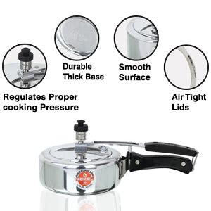 Buy SARAL Pressure Cooker (Aluminium, Inner Lid), 1.5 liter, Silver ...