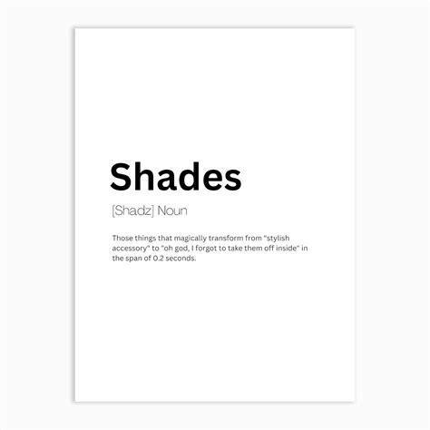 Shades Definition Meaning Art Print by Kaigozen - Fy