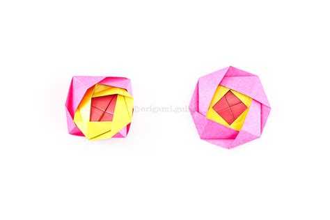 Nested Origami Camellia Flower Rosette Tutorial - Folding Instructions ...