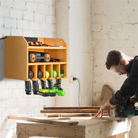 Buy Ikkle Wall Mounted Tool Storage Organizer, Wood Drill Charging ...