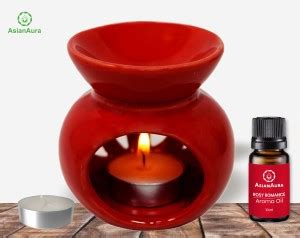 Aroma Oil Red Burner with 1 Candle & 1 Fragnance Aroma Oil Diffuser Set ...