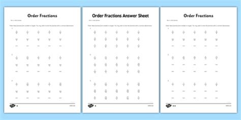 Ordering and Simplifying Fractions Worksheet: Grade 6 - Twinkl