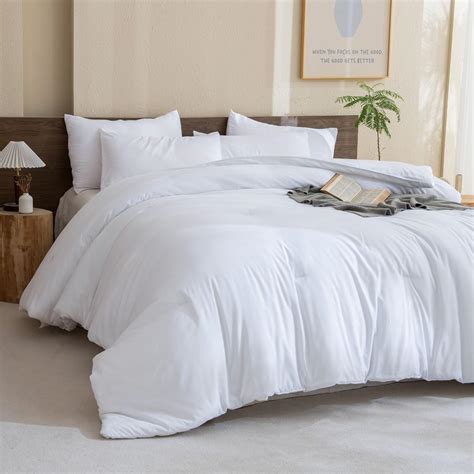 Amazon.com: Paxrac Classic Pure White Comforter King Size, 3 Pieces ...