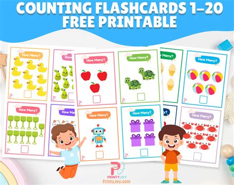 Counting Flashcards 1-20 Free Printable