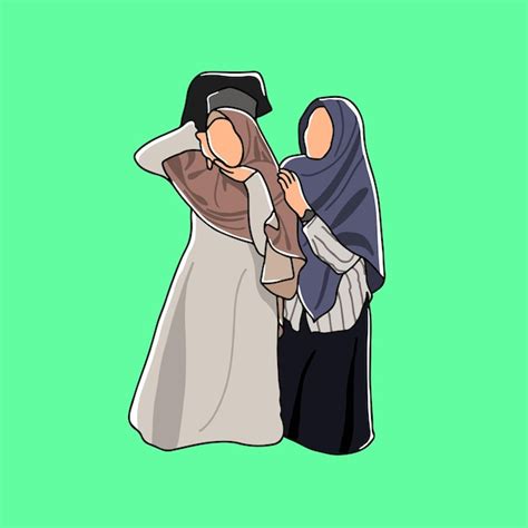 Hijab woman wearing graduation hat accompanied by mother illustration ...