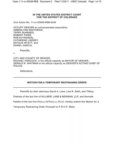 motion for a temporary restraining order (PDF) - Denver Post Blogs