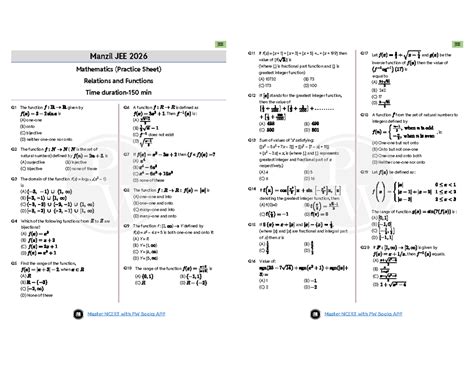 JEE Manzil JEE 2026 DPP - Relations and Functions Practice Sheet - Studocu