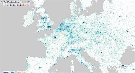 Population density map of europe