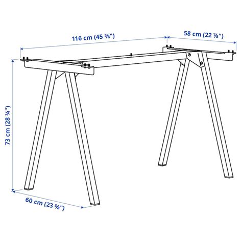 TROTTEN underframe for table top, anthracite, 120x60x75 cm (471/4x235 ...