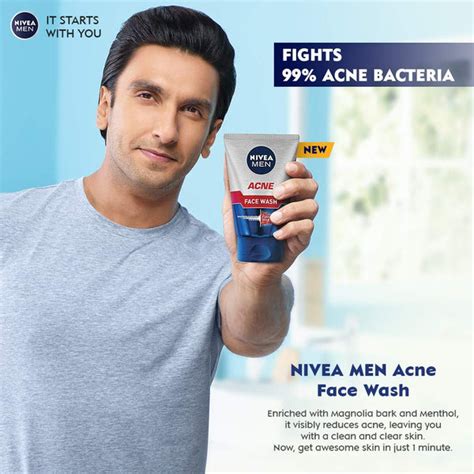 Nivea Men Acne Face Wash for Oily & Acne Prone Skin, with Magnolia Bar ...