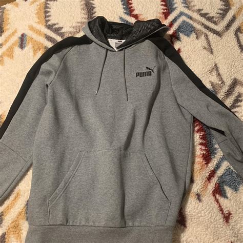 Puma Men's Grey and Black Sweatshirt | Depop