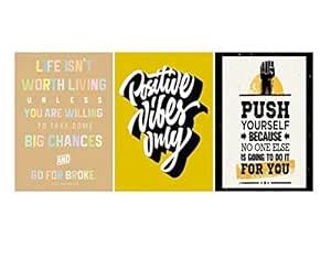 PRINTELLIGENT Motivational Posters - Set of 3 Inspirational Wall Quotes ...