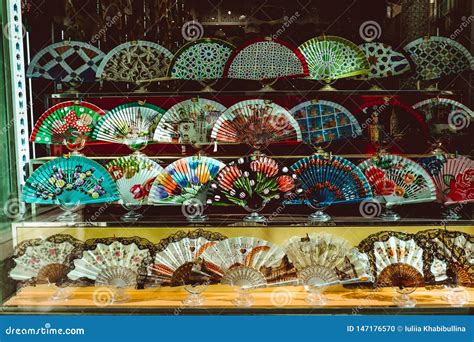 A Variety of Different Spanish Hand Fans on Display for Sale, Sevilla ...