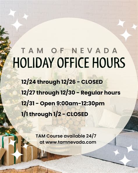 TAM® of Nevada Holiday Hours – TAM Card® Nation in Vegas!